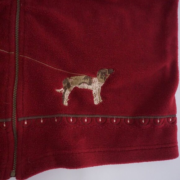 Vintage Classic Editions Maroon Fleece Dog Walker Zip Up Sweater Vest S - Picture 6 of 9